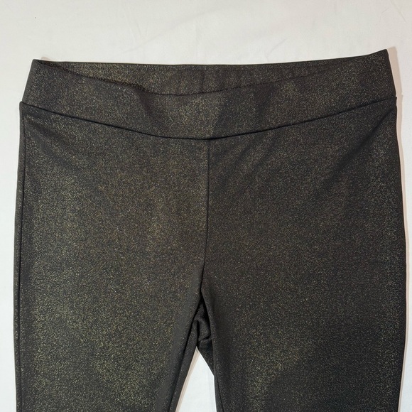 ECI Women Pants Metallic Pull On Pants Black Gold Sparkle Shimmer Size Large - Picture 4 of 9